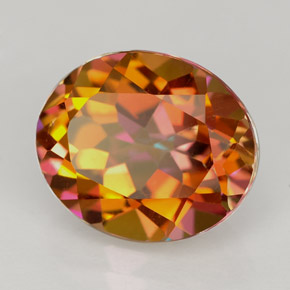Topázio azotic multicolorido natural 5,63ct, corte oval, VS