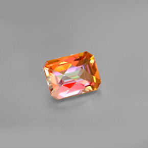 Topázio azotic multicolorido natural 1,92ct, corte esmeralda, VS