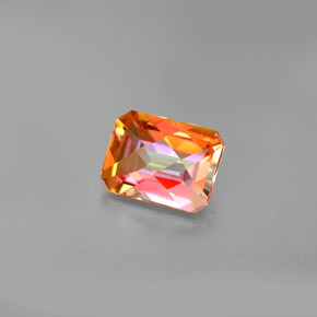 Topázio azotic multicolorido natural 1,92ct, corte esmeralda, VS