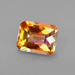 Topázio azotic multicolorido natural 2,66ct, corte esmeralda, VVS-VS