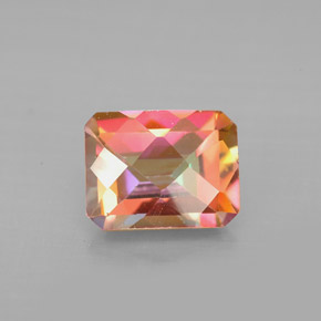 Topázio azotic multicolorido natural 2,56ct, corte esmeralda, VS