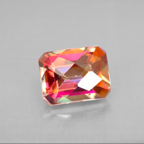 Topázio azotic multicolorido natural 2,88ct, corte esmeralda, VVS-VS