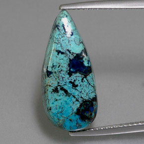 azurita Azul Multicor Natural 7.05ct, Formato de pêra, Opaco