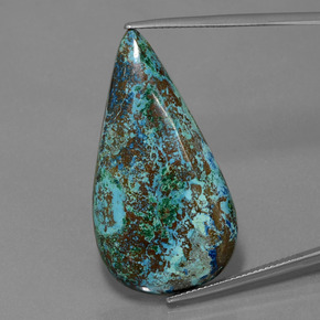 Azurita azul natural 26,58ct, formato de pêra, opaco