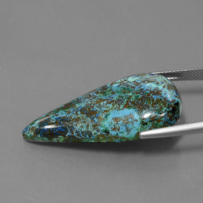 Azurita azul natural 26,58ct, formato de pêra, opaco