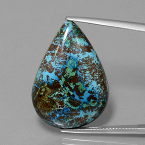 Azurita azul natural 22,72ct, formato de pêra, opaco