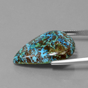 Azurita azul natural 22,72ct, formato de pêra, opaco