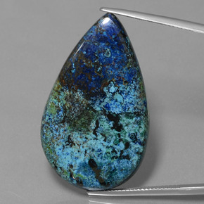 Azurita azul natural 40,30ct, formato de pêra, opaco