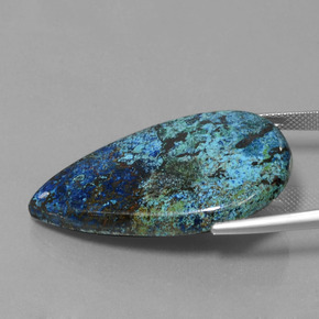 Azurita azul natural 40,30ct, formato de pêra, opaco