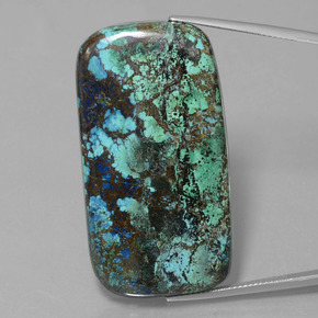 Azurita azul multicolorido natural 76,94ct, almofada cortada, opaco