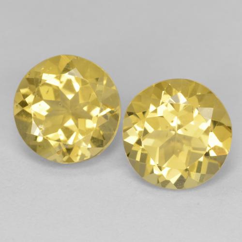 Pedras preciosas de Berilo Amarelo Dourado Claro natural de 3,73 ct, Corte Redondo, VS