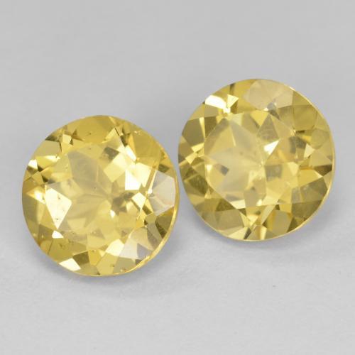 Pedras preciosas de Berilo Amarelo Dourado Claro natural de 3,73 ct, Corte Redondo, VS