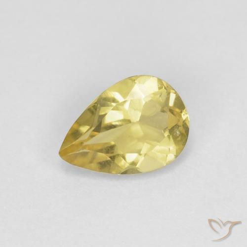Berilo Amarelo claro Natural 0.62ct, Formato de pêra, VS