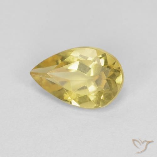 Berilo Luz amarela Natural 0.85ct, Formato de pêra, VS