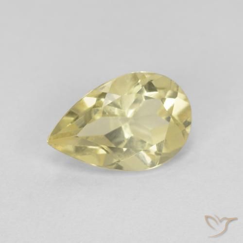 0.84ct Natural Amarelo claro médio Berilo, Formato de pêra, VS