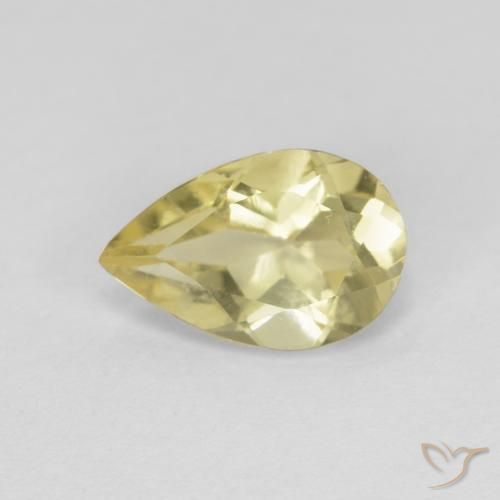 Berilo Amarelo claro médio Natural 0.84ct, Formato de pêra, VS