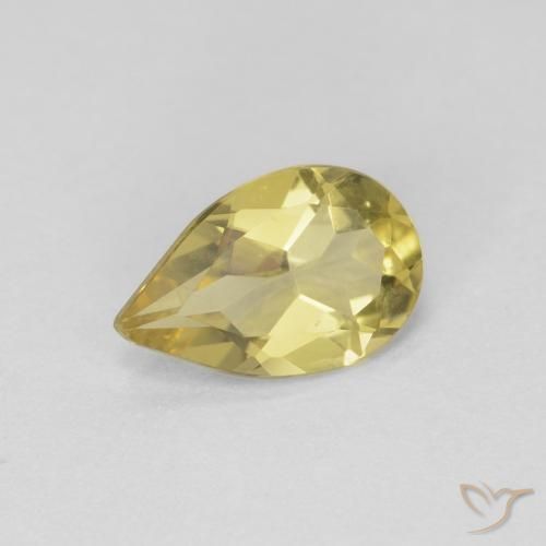 Berilo Luz amarela Natural 0.62ct, Formato de pêra, VS