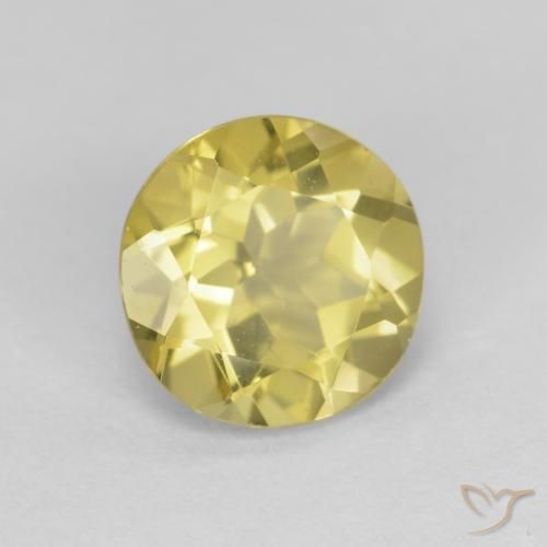 Berilo amarelo médio Natural 1.24ct, Redondo, VVS-VS