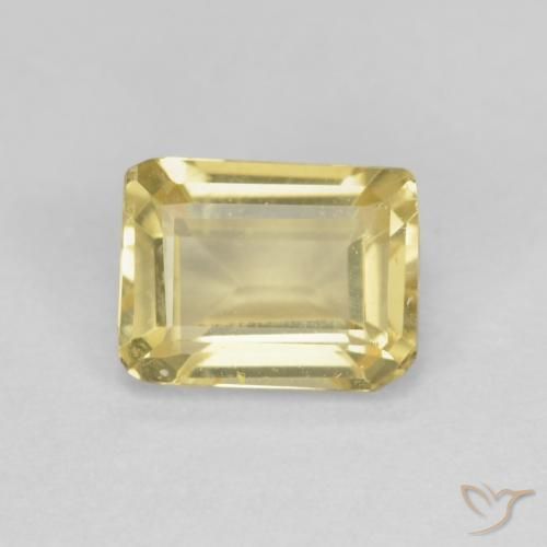Berilo Amarelo Dijon muito claro Natural 1.05ct, Corte Octógono / Esmeralda, VVS-VS
