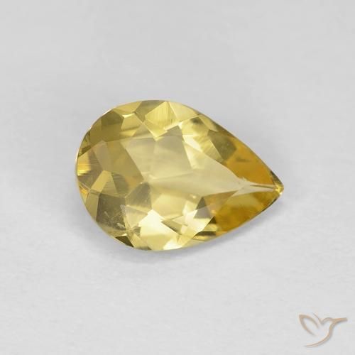 Berilo Luz amarela Natural 0.98ct, Formato de pêra, VVS-VS