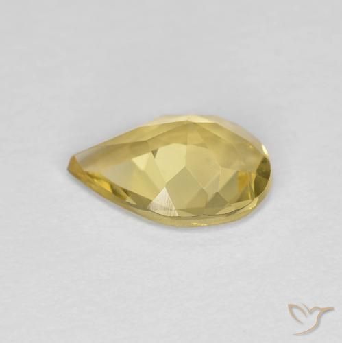 Berilo Luz amarela Natural 0.98ct, Formato de pêra, VVS-VS