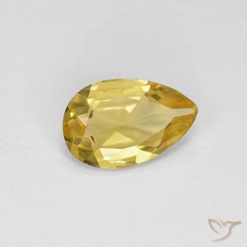Berilo Amarelo Dourado Claro Natural 0.85ct, Formato de pêra, VVS-VS