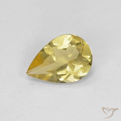 0.52ct Natural Amarelo Dijon Berilo, Formato de pêra, VS