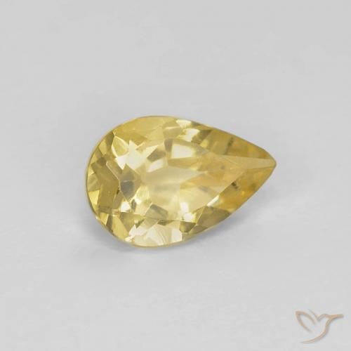 Berilo amarelo quente Natural 0.60ct, Formato de pêra, VS