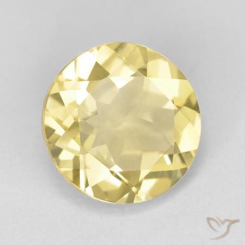 Berilo Amarelo Dijon muito claro Natural 1.65ct, Redondo, VVS