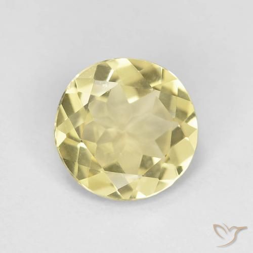 Berilo Amarelo Dijon muito claro Natural 1.45ct, Redondo, VVS
