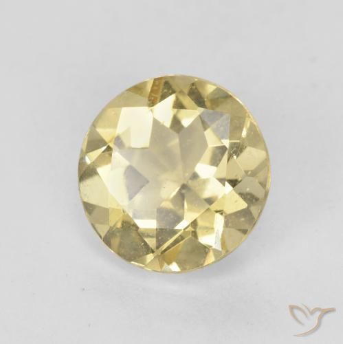 Berilo Amarelo Dijon muito claro Natural 1.53ct, Redondo, VS
