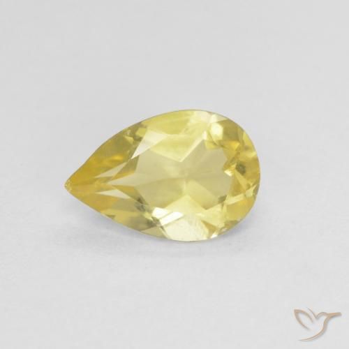 0.77ct Natural Amarelo Terroso Claro Berilo, Formato de pêra, VVS-VS