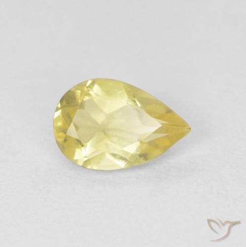 Berilo Amarelo Terroso Claro Natural 0.77ct, Formato de pêra, VVS-VS