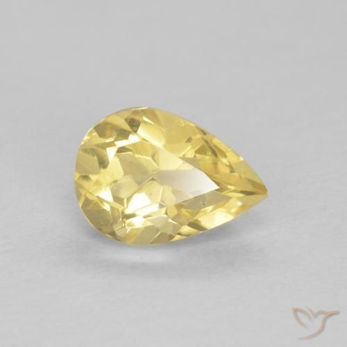 Berilo Luz amarela Natural 0.73ct, Formato de pêra, VVS-VS