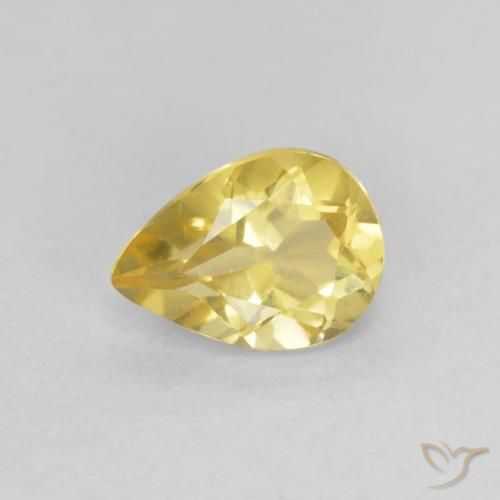 0.90ct Natural Amarelo Dourado Claro Berilo, Formato de pêra, VS