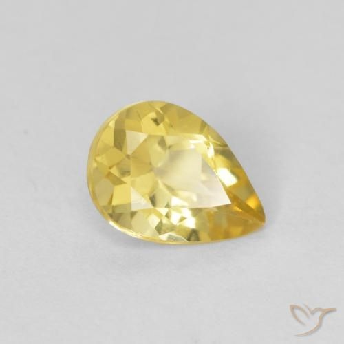 Berilo Amarelo Dourado Claro Natural 0.90ct, Formato de pêra, VS