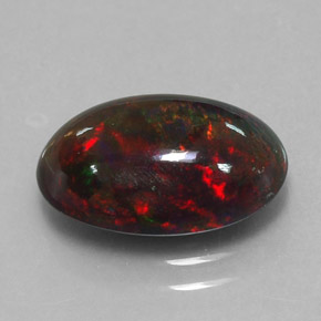 Opala negra multicolorido natural 2,60ct, corte oval, opaco