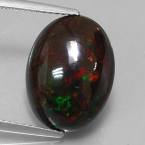 Opala negra multicolorido natural 4,47ct, corte oval, opaco