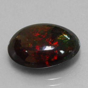 Opala negra multicolorido natural 4,47ct, corte oval, opaco
