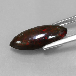 Opala negra multicolorido natural 2,28ct, marquise, opaco