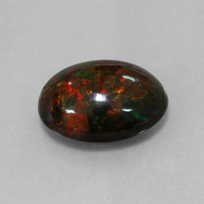 Opala negra multicolorido natural 4,33ct, corte oval, opaco