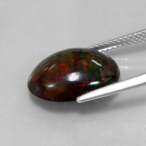 Opala negra multicolorido natural 4,33ct, corte oval, opaco