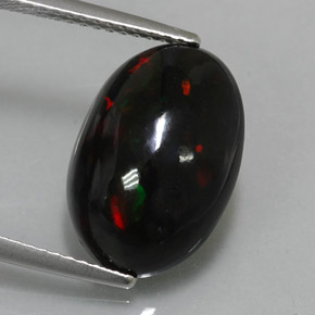 Opala negra multicolorido natural 4,34ct, corte oval, opaco