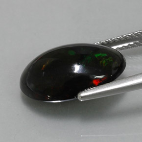 Opala negra multicolorido natural 4,34ct, corte oval, opaco