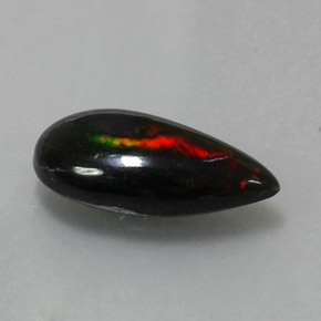 Opala negra multicolorido natural 2,19ct, formato de pêra, opaco