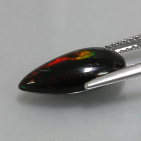 Opala negra multicolorido natural 2,19ct, formato de pêra, opaco