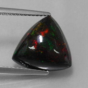 Opala negra multicolorido natural 3,55ct, trillion, opaco