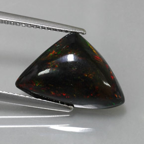 Opala negra multicolorido natural 3,94ct, trillion, opaco