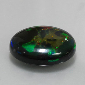 Opala negra multicolorido natural 6,36ct, corte oval, opaco