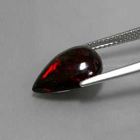 Opala negra multicolorido natural 2,18ct, formato de pêra, opaco